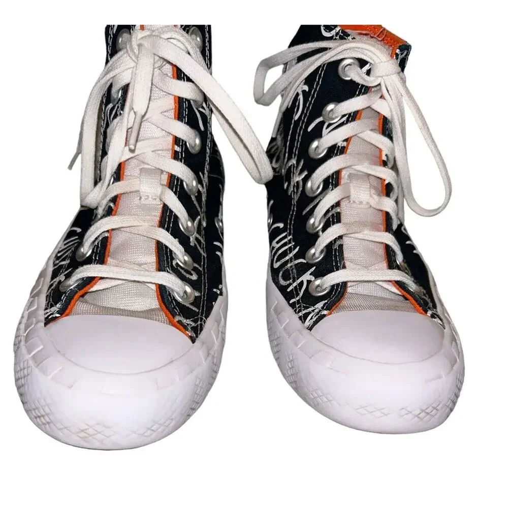 Converse Men's Black Not A Chuck Graffiti Sneakers Size 5 Preowned‎